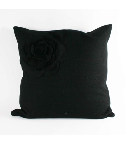 Riva Home Lotus Cushion Cover (Black) (18 x 18 inch)