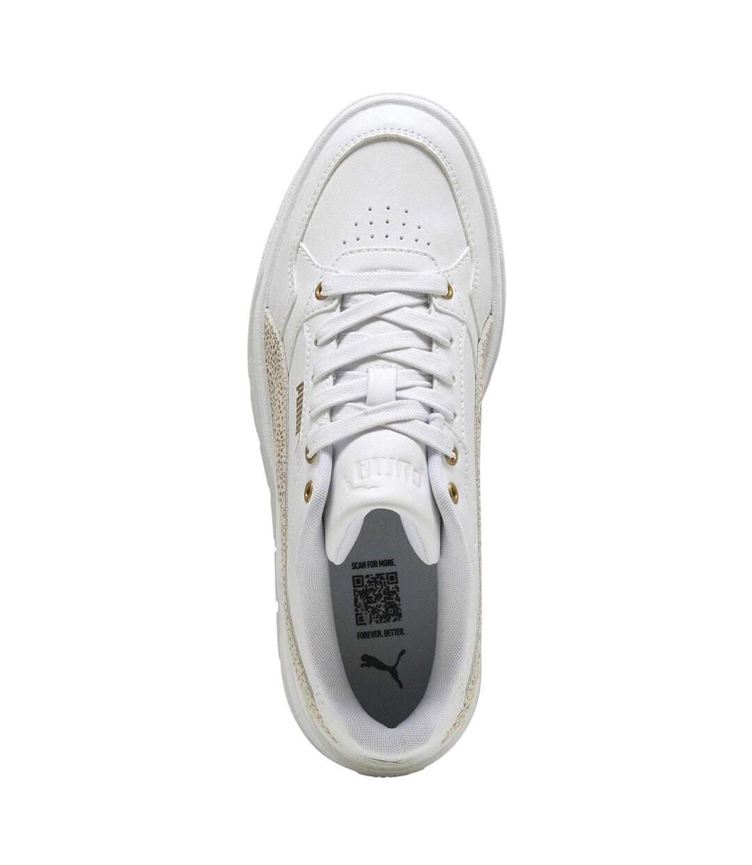 Womens/ladies Karmen Ii Leather Platform Trainers White Leopard Puma-3
