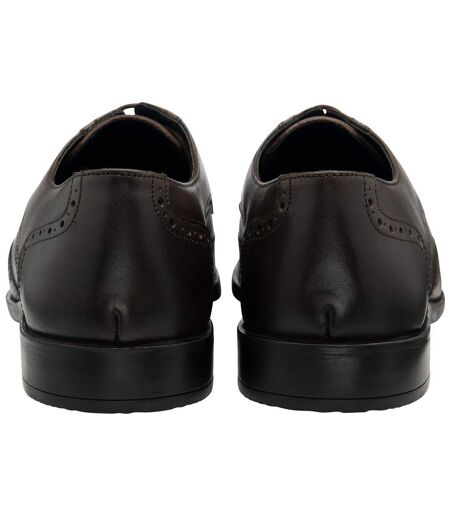 Mens Milton Leather Low Heel Brogues Brown Lotus Shoes