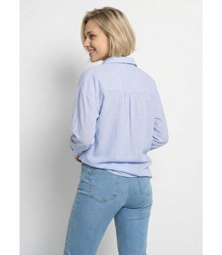 Chemisier rayé long boutonné avec dentelle