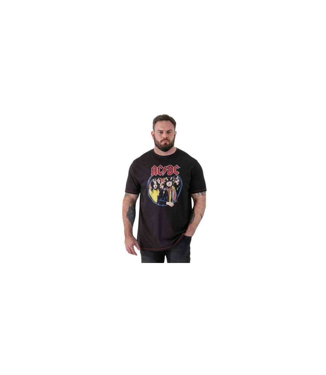 Mens Hugh D555 Highway To Hell Ac/dc Crew Neck Kingsize T-shirt Washed Black Duke-1
