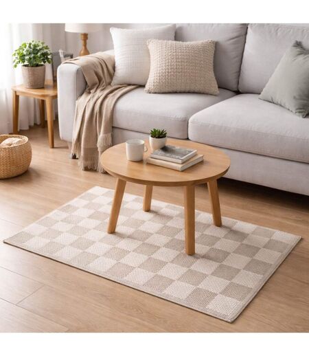 Tapis Damier en Coton Jenna 50x80cm Naturel