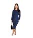 Robe Moulante Manches Longues Motif/style Ruché Femme Bleu AX Paris-3