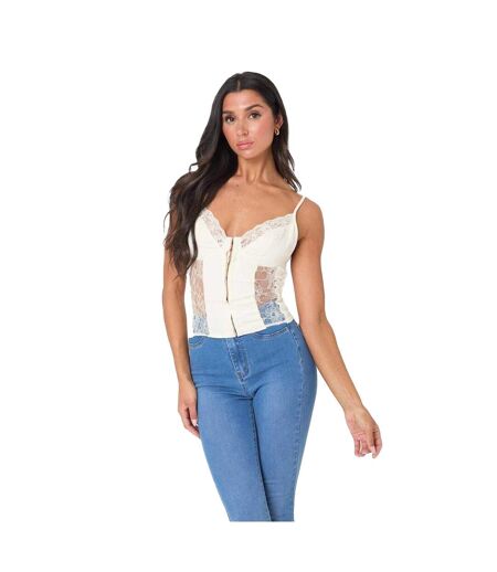 Womens/ladies Lace Corset Top Cream I Saw It First