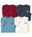 Pack of 4 Mens's Casual T-Shirts - Red Navy Ecru