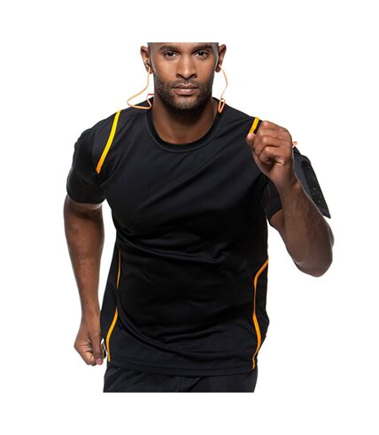 Gamegear® Cooltex® Short Sleeved T-Shirt / Mens Sportswear (Black/Fluorescent Orange)