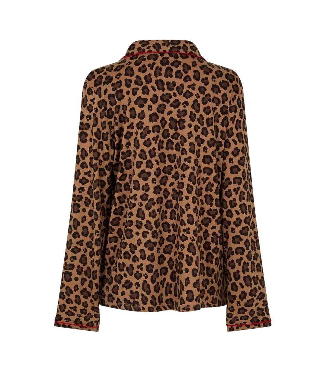 Womens/ladies Leopard Print Pyjama Set Brown Black Urban Threads-3