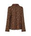 Womens/ladies Leopard Print Pyjama Set Brown Black Urban Threads-3