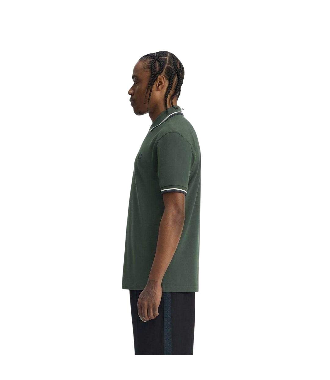Polo Motif/style Double Pointe Homme Bleu Vert Fred Perry-4