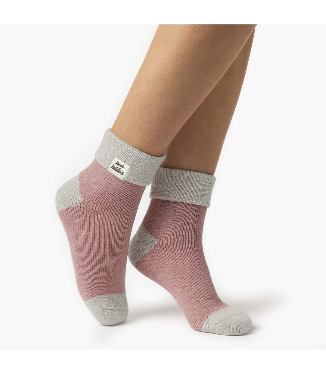 Ladies Thermal Sleep Bed Socks with Rib Turn Over Cuff-3