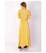 Robe longue SAKURA bohème imprimé fleuri jaune Coton Du Monde