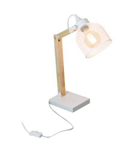Lampe de bureau inclinable en Bois et Métal - H.38 cm - Blanc