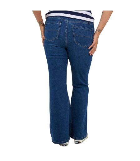 Womens/ladies Flared High Waist Plus Jeans Mid Blue Brave Soul