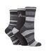 Pack Of 3  Womens/ladies Stripe Boot Socks  Slate Grey Jeep-2
