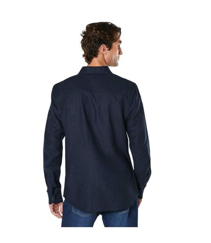 Mens linen blend long-sleeved shirt navy Burton