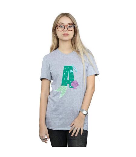 Disney Womens/Ladies Alphabet A Is For Ariel Cotton Boyfriend T-Shirt (Gris sportif) - UTBI42671