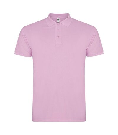 Mens star short-sleeved polo shirt light pink Roly