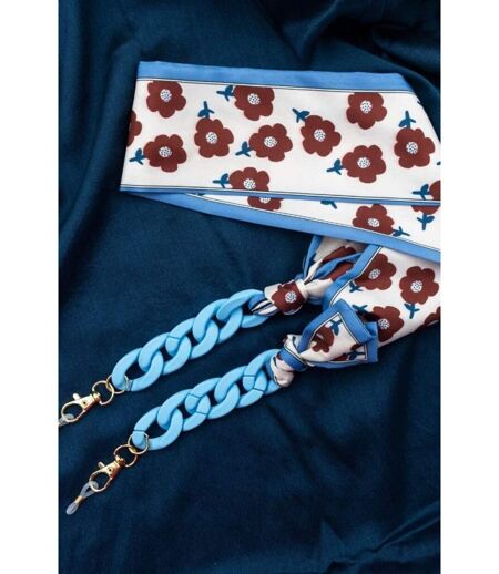 White Floral Print Cotton Scarf Reading Detachable EyeGlass Chain Lanyard Holder