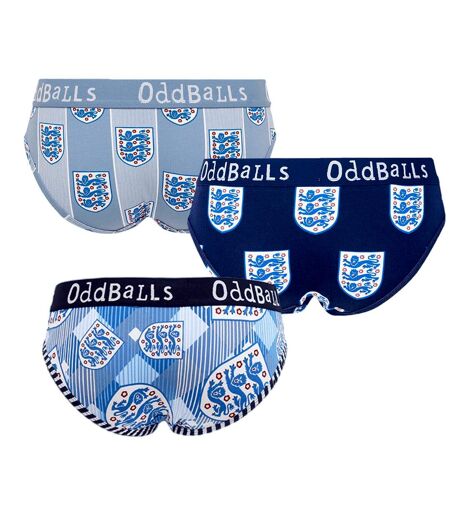 OddBalls Womens/Ladies England FA Briefs (Pack Of 3) (Blue/White/Gray) - UTOB103
