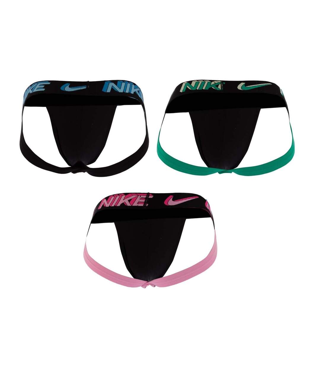Pack Of 3  Mens Jock Strap  Black Green Pink Nike-2