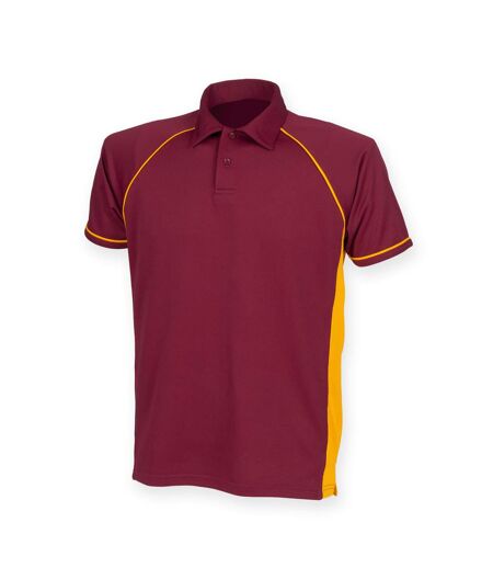 Finden & Hales Mens Piped Performance Sports Polo Shirt (Maroon/ Amber/ Amber) - UTRW427