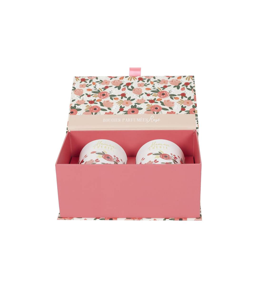 Coffret 2 Bougies Parfumées Maman Chérie 8cm Rose-1