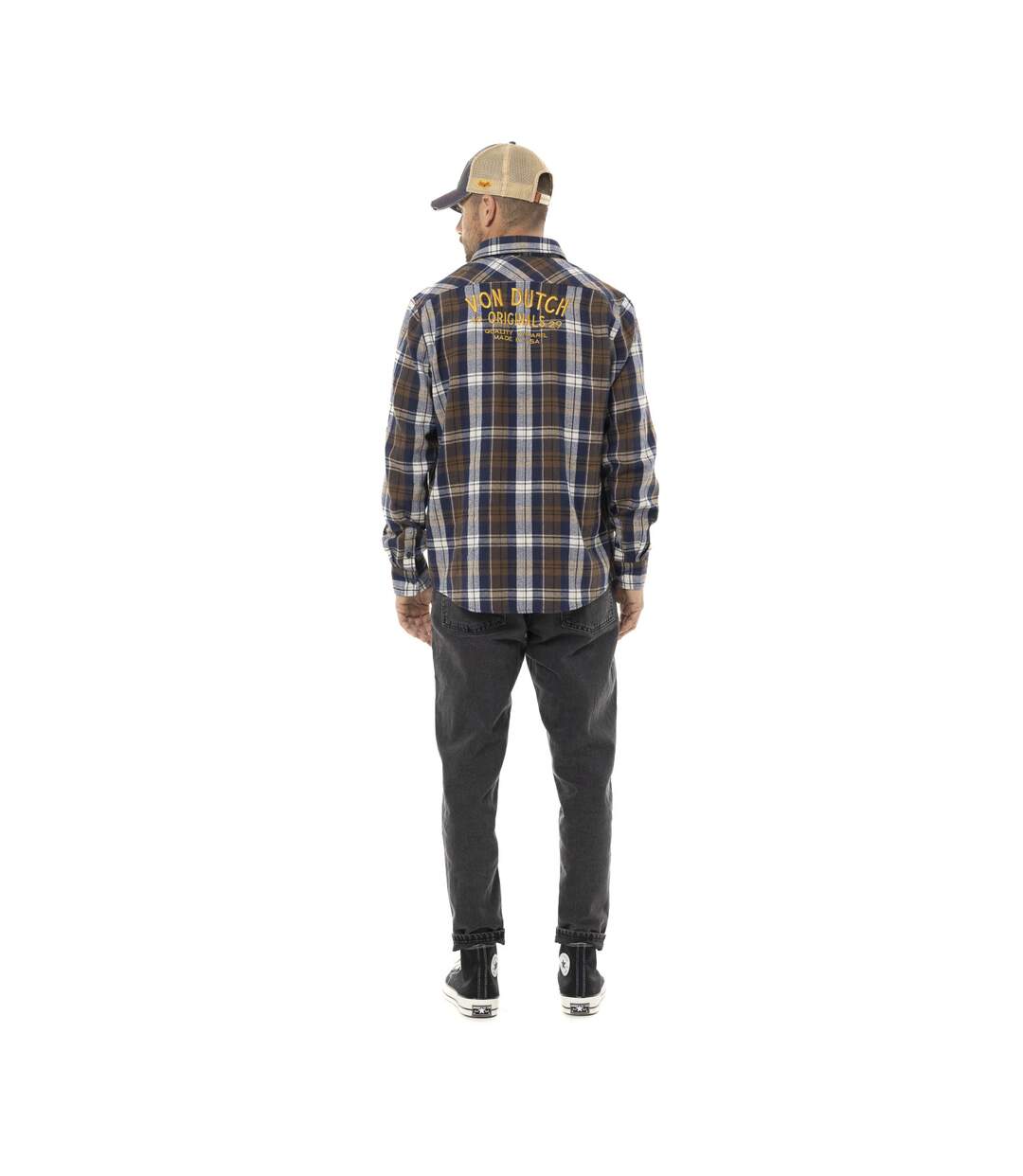 Chemise homme manches longues en flanelle à carreaux logo dos Tyler Vondutch-4