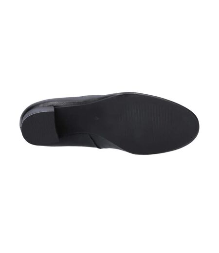 Womens/ladies Anna Leather Wide Court Shoes Black Hush Puppies