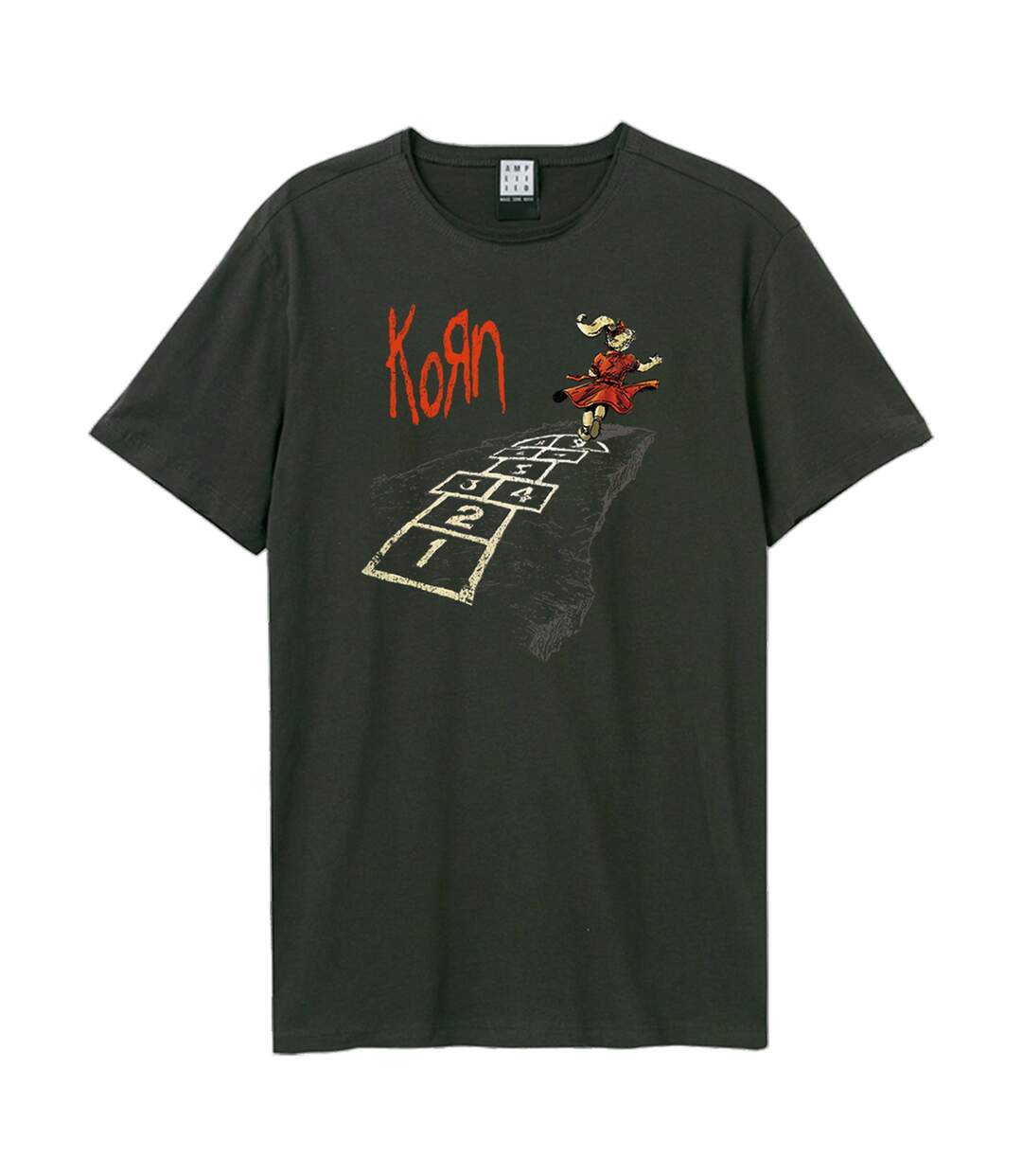 Unisex Adult Follow The Leader Hopscotch Korn T-shirt Charcoal Amplified-1