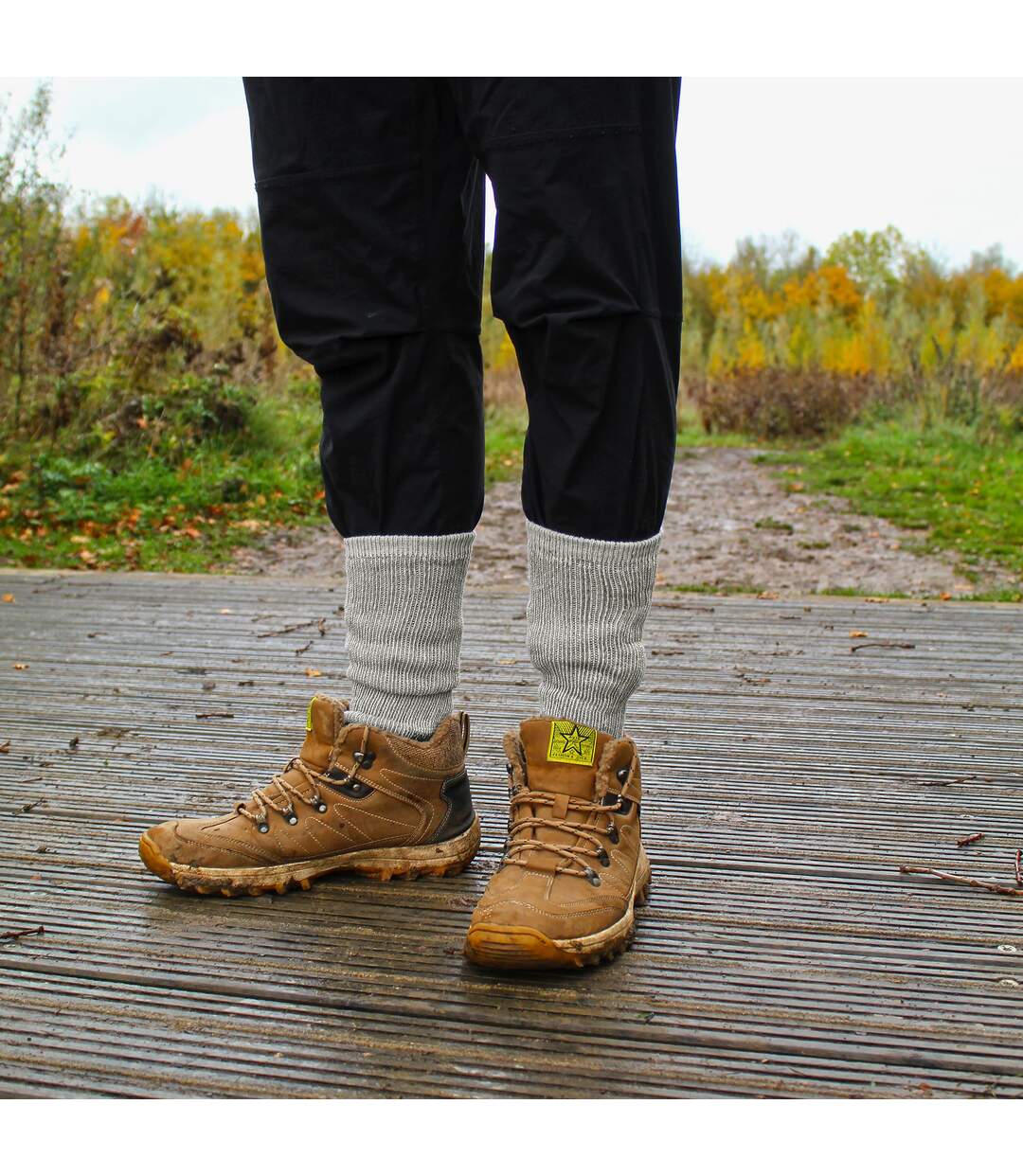 2 Pack Mens Cushioned Heel & Toe Thermal Wool Hiking Socks-3