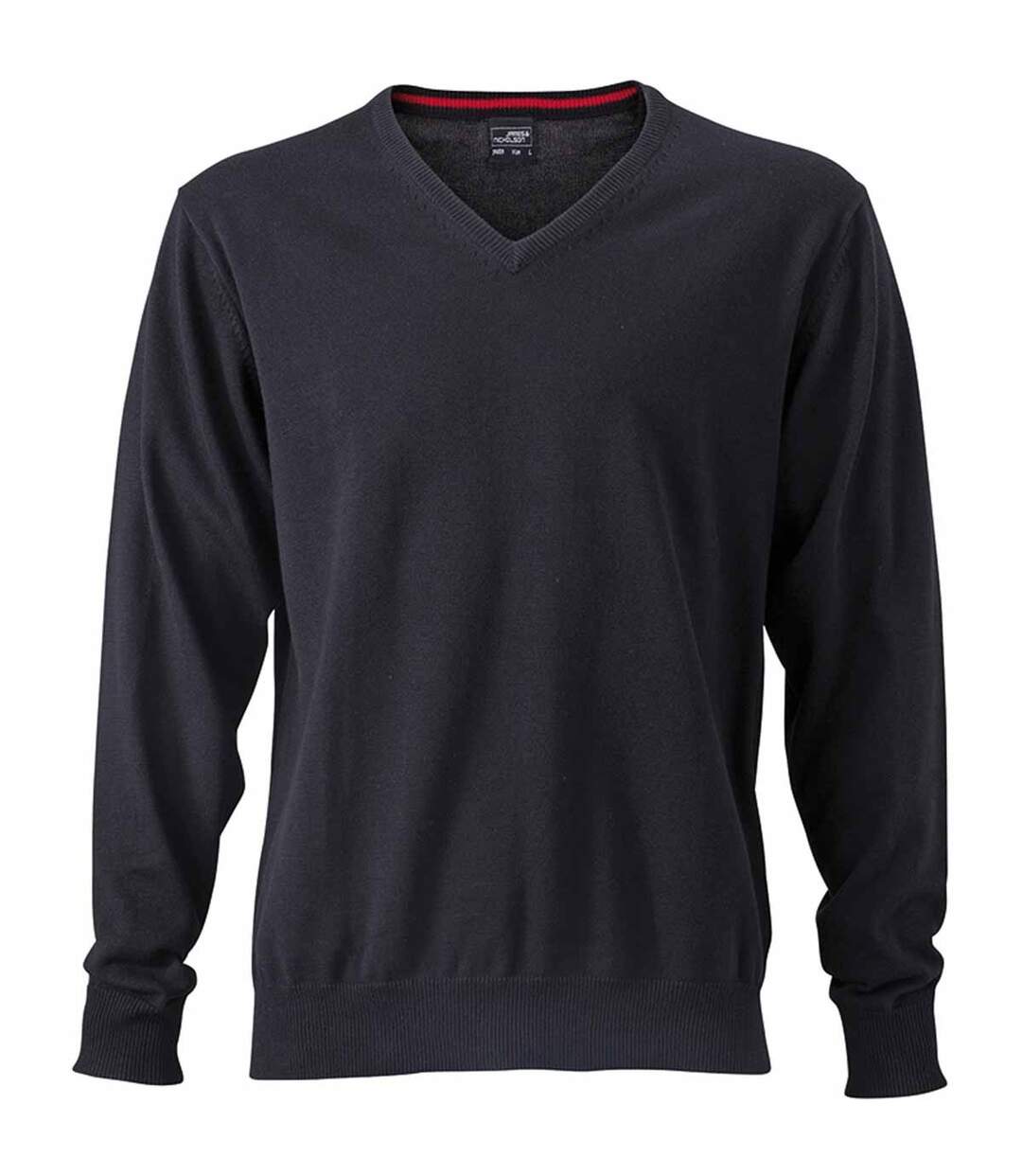 Pull classique col V - HOMME - JN659 - noir-1