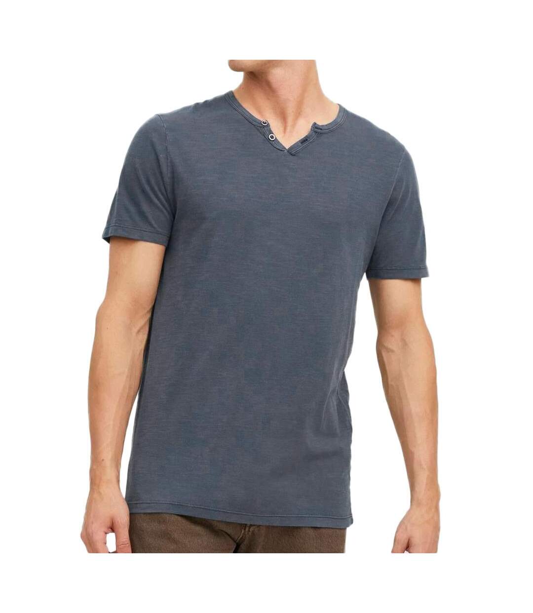 T-shirt bleu homme jack & jones split neck - s-1