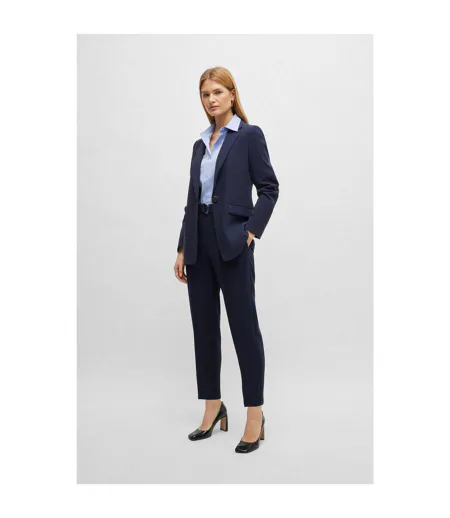 Womens/ladies Tapia Belted Regular Trousers Blue Boss