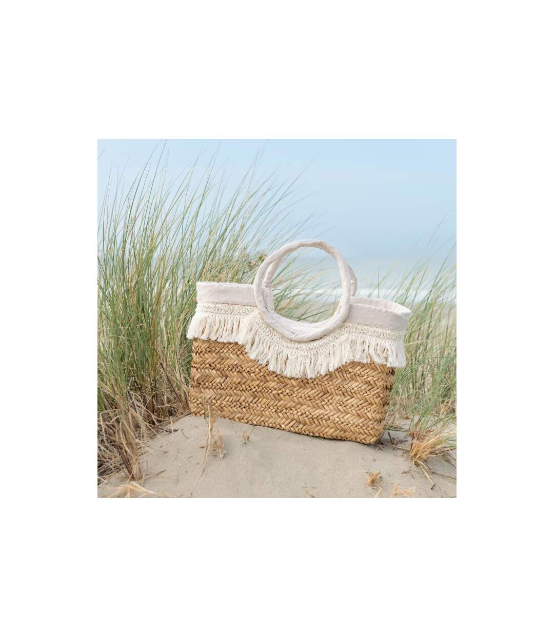 Sac de Plage Avec Franges Bali 40cm Naturel-5