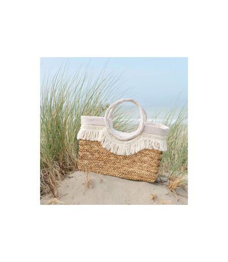 Sac de Plage Avec Franges Bali 40cm Naturel