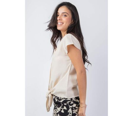 Top femme été manches courtes ERMINE uni beige Coton Du Monde