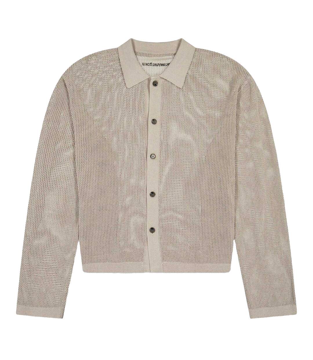 Mens Knitted Long-sleeved Shirt Taupe MKI MIYUKI ZOKU-2