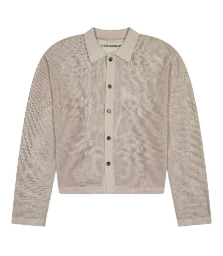 Mens Knitted Long-sleeved Shirt Taupe MKI MIYUKI ZOKU