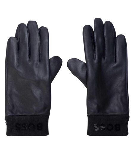 Mens Lambs Leather Gloves Dark Blue Boss