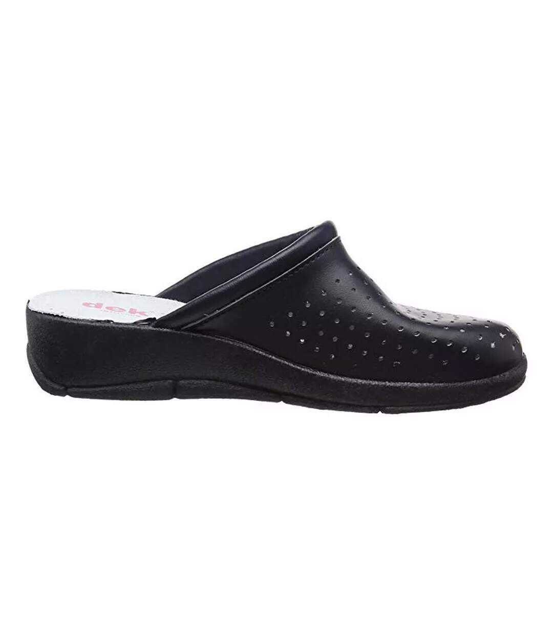 Womens/ladies leather clogs black Dek-3