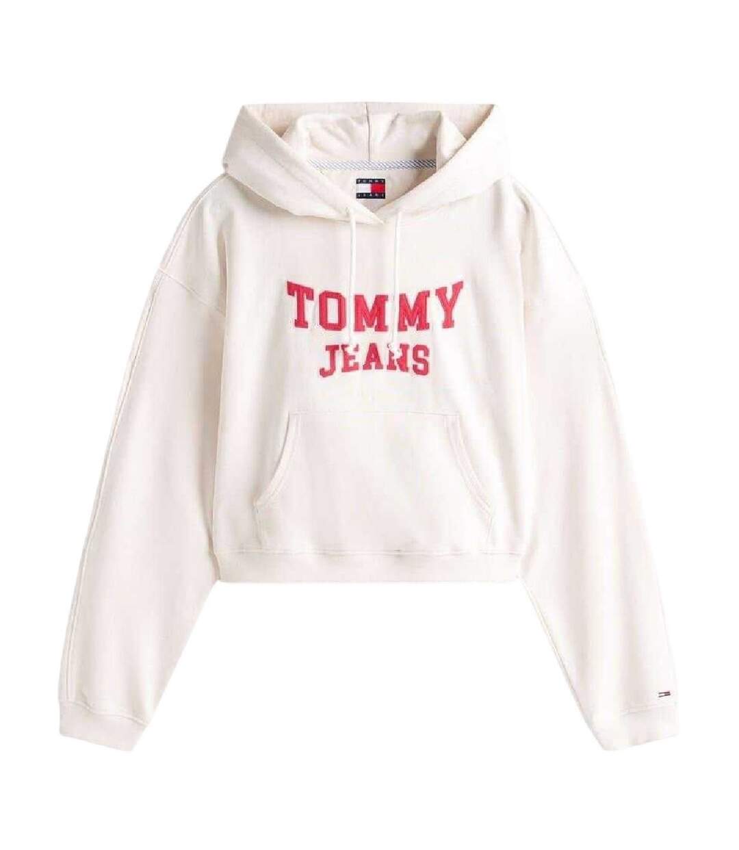 Sweat Court À Capuche Motif/style Universitaire Femme Blanc Cassé Tommy Jeans-2