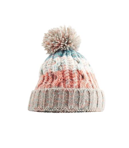 Womens/ladies Corkscrew Pom Pom Beanie Milkshake Mix Beechfield
