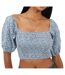 Womens/ladies Ditsy Floral Puff Sleeve Top Blue Brave Soul-2