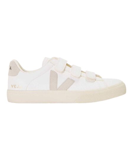 Womens/ladies Recife Leather Touch Fastening Court Trainers White Natural Veja