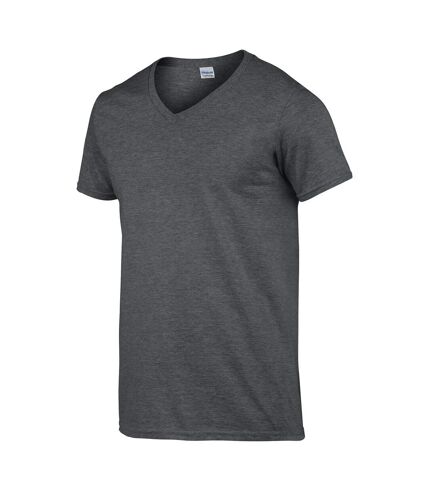 Gildan Mens Soft Style V-Neck Short Sleeve T-Shirt (Dark Heather)