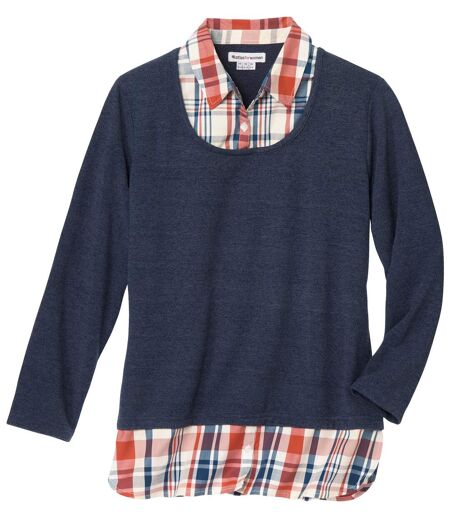 2-in-1-Pullover mit Bluseneinsatz