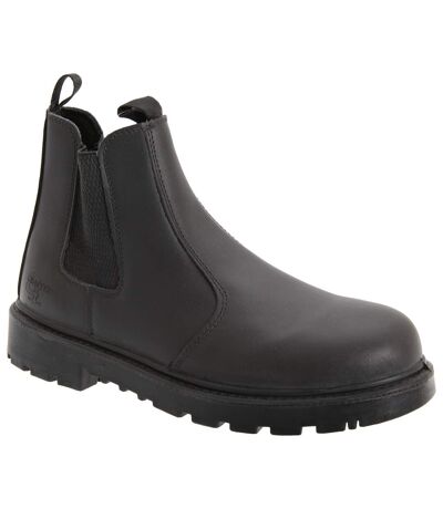Mens Grinder Safety Twin Gusset Leather Dealer Boots Black Grafters