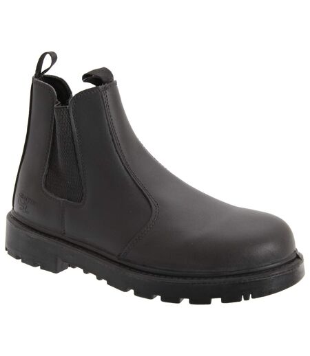 Mens Grinder Safety Twin Gusset Leather Dealer Boots Black Grafters