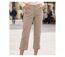 Pantacourt STRETCH Beige en coton avec zip fantaisie : confort et style moderne-1