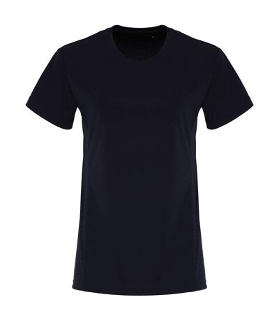 Womens/ladies embossed panel t-shirt french navy TriDri